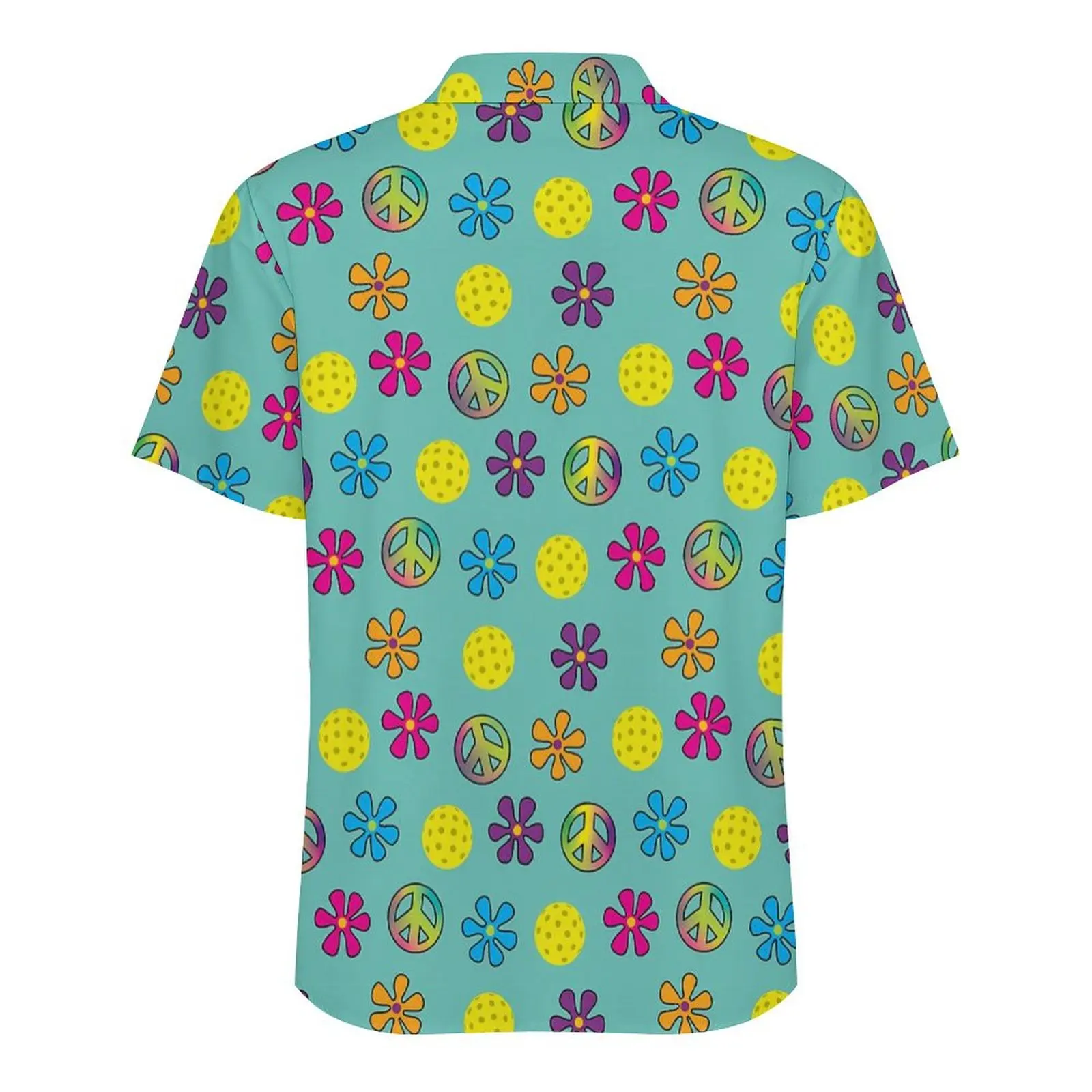 Chemise hawaïenne Peace Love pour hommes, chemises décontractées, manches courtes, motif Harajuku, chemisiers vintage, vacances, imprimé Leball 514