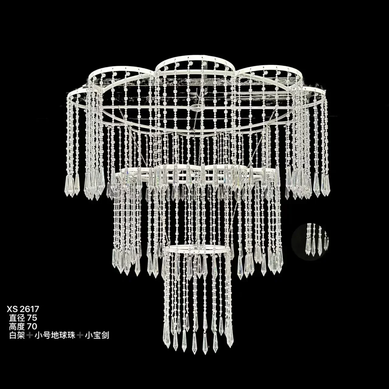 New wedding props acrylic crystal bead curtain petals chandelier window stage wedding venue layout lights