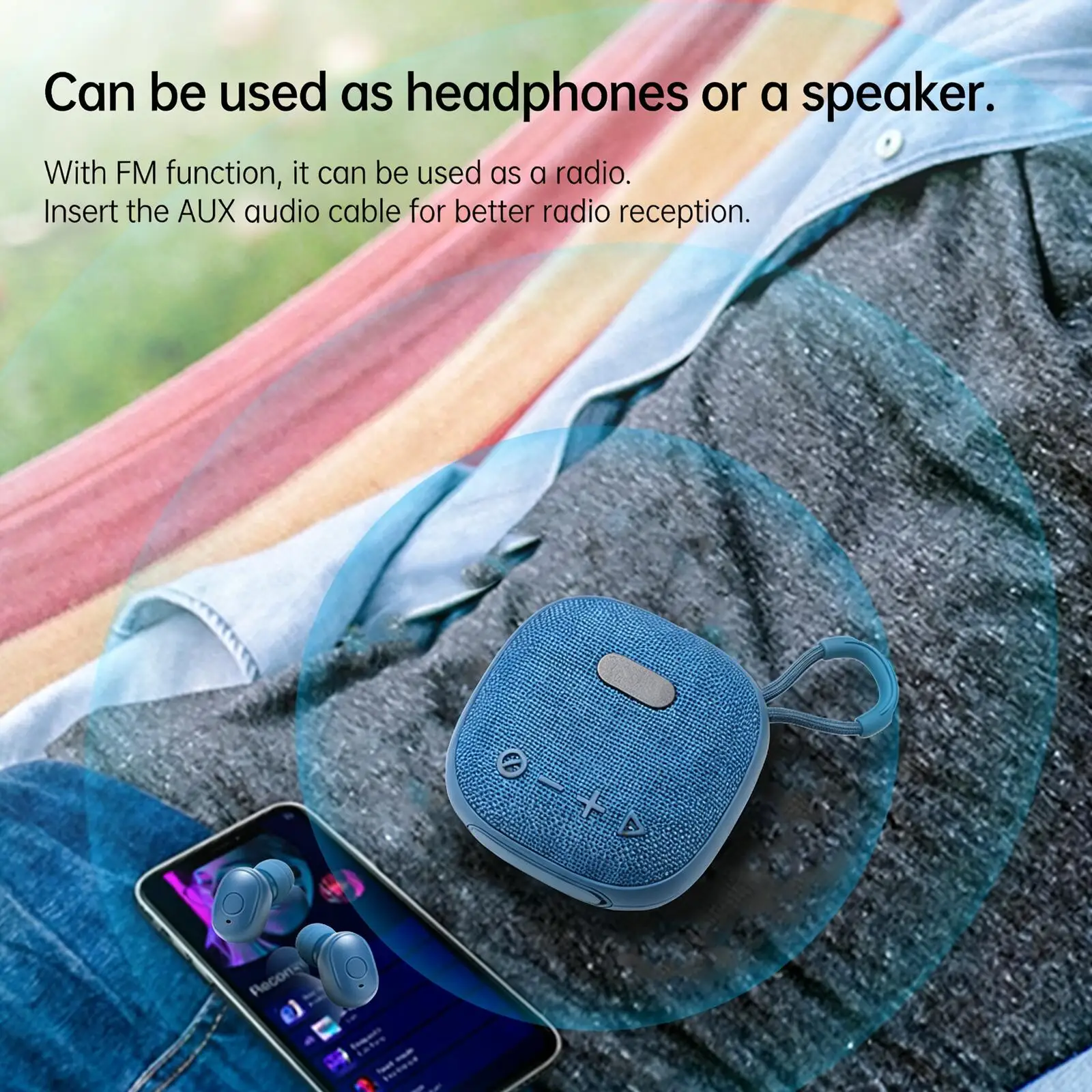 

Portable 2-in-1 Bluetooth Speaker Earphones Subwoofer Long Battery Life Low Latency Support TF Card AUX U Disk For Outdoor Home