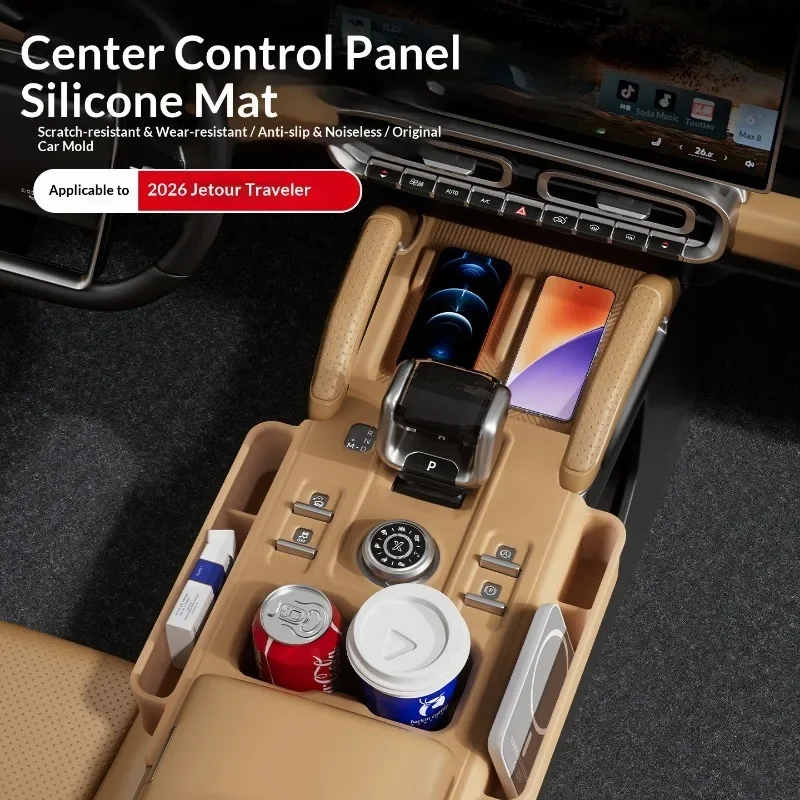 For 2026 Jetour Traveler Center Console Upper Panel Multifunctional Full Cover Storage Mat Car Interior Accessories