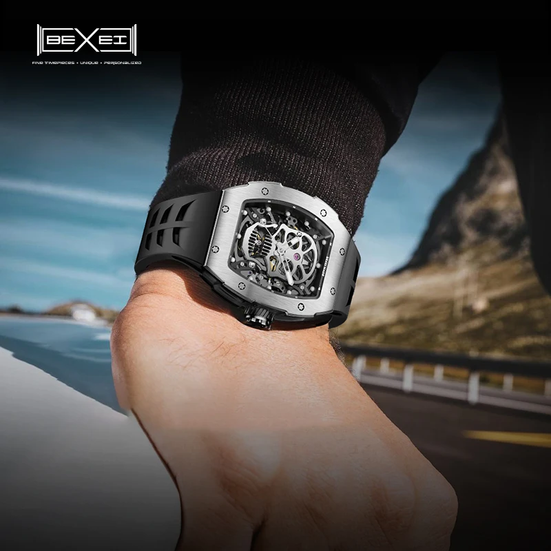 Haofa 9801 Skull Series Man Watch Automatic Mechanical Skeleton Movement Stainless Steel Watches for men Luminous Fashion