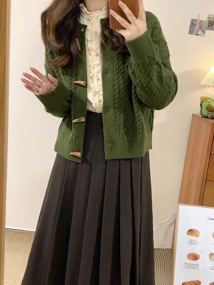 Luźny sweter-kardigan damski na jesień i zimę, modny, w stylu lazy, z wysokim poczuciem stylu, zapinany na guziki, koreański styl, regulowany...