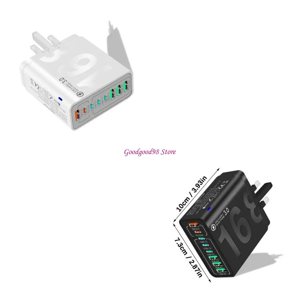 

150W Multi Port USB Charging Adapter Fast Charging Wall Adapter Type C USB W8EC