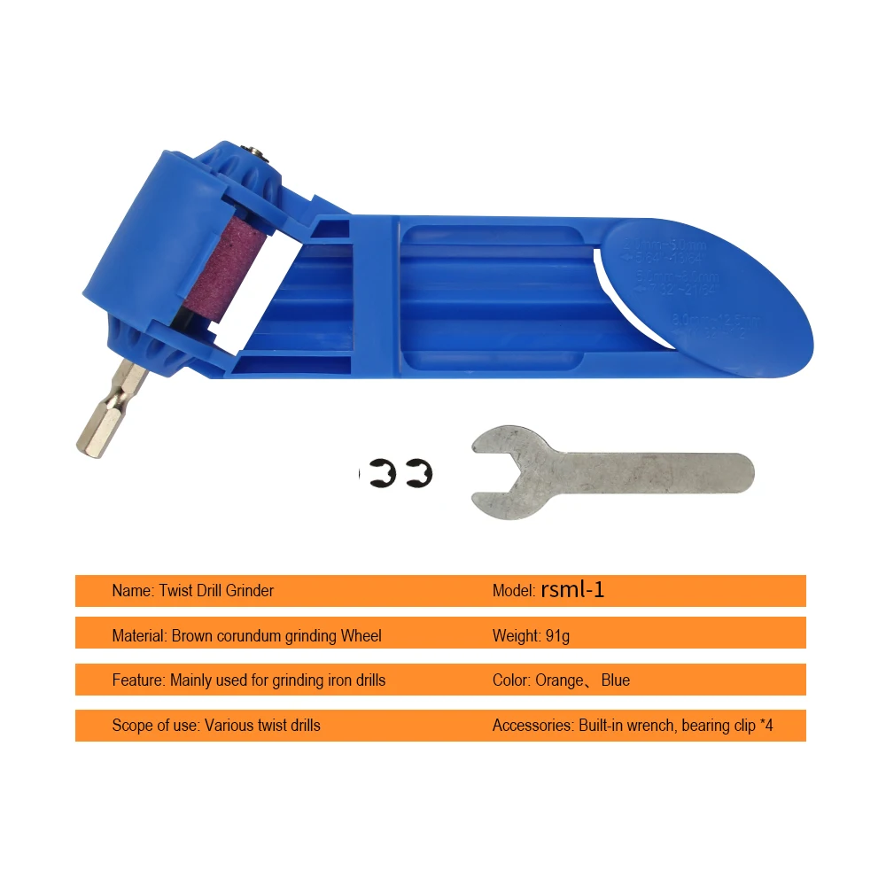 Blue or Orange Corundum Grinding Wheel Bit Tool Portable Drill Bit Sharpener Twist Drill Bit Sharpening machine 2-12.5mm