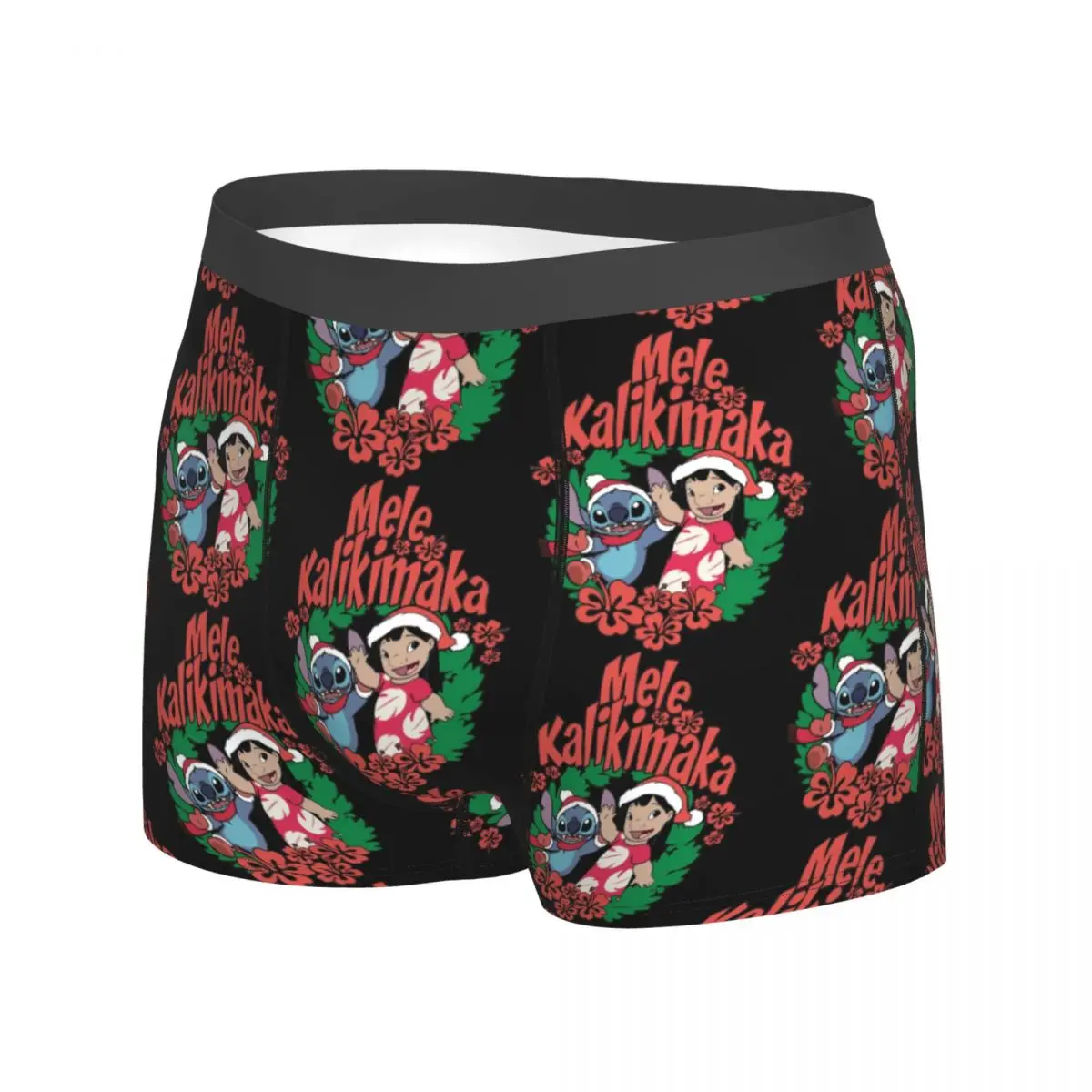 Girl Stitch Mele Kalikimaka Christmas Trunk Pouch Underwear Trenky Printing Boxer Brief Elastic Males Underpants Plus Size