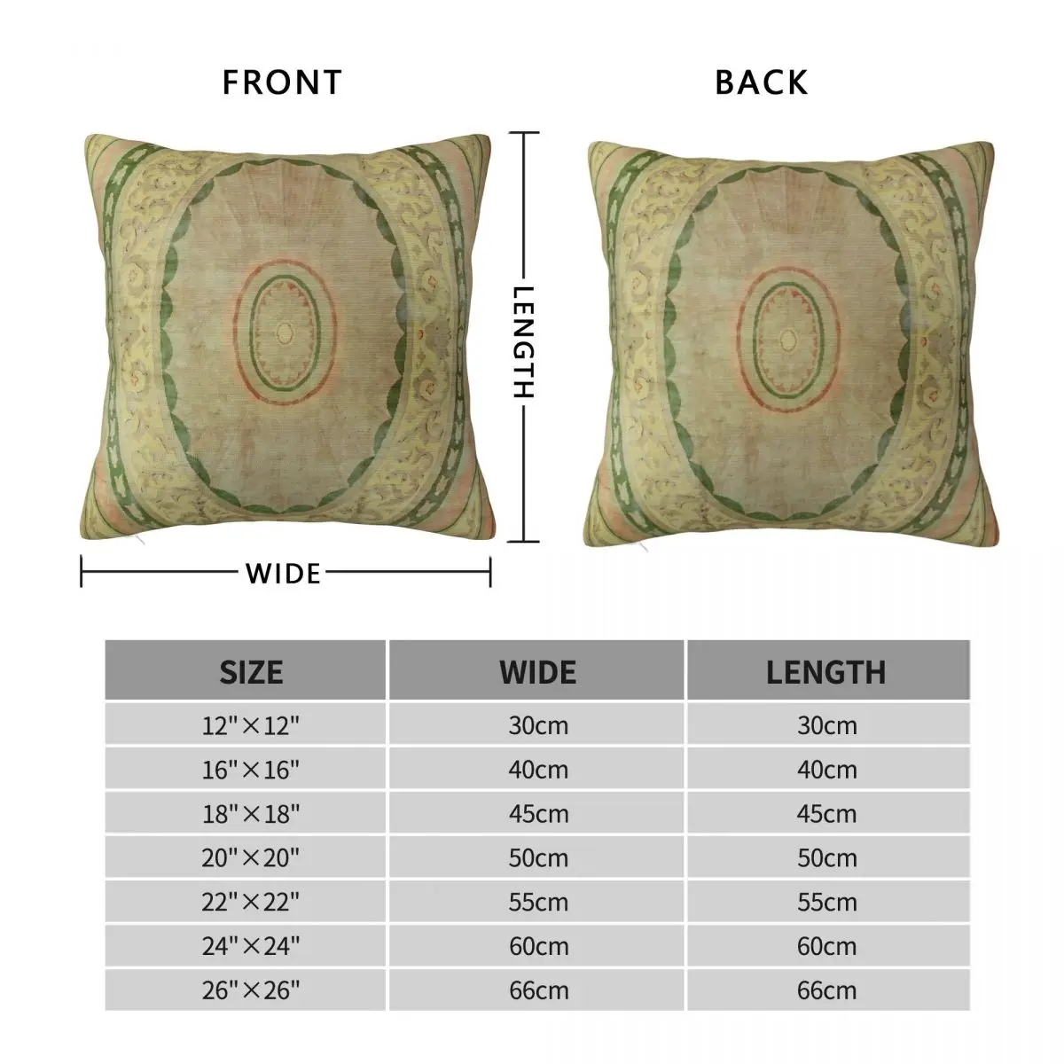 Antique French Savonnerie Square Pillowcase Polyester Linen Velvet Pattern Zip Decorative Pillow Case Sofa Seater Cushion Cover