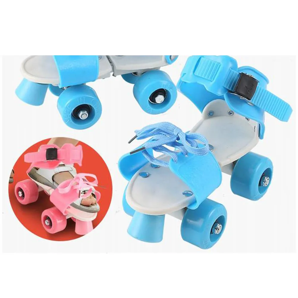 

Регулируемые роликовые коньки с двумя рядами колес, размеры 25-32, розовые, в подарок, защитные коньки для катания