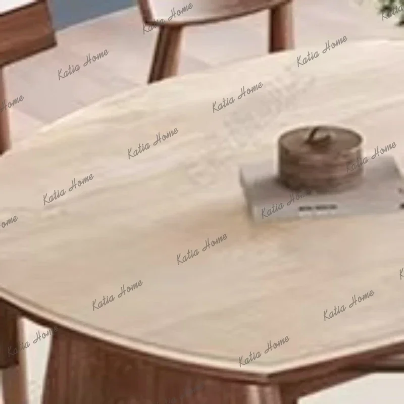 LD Medieval Travertine Dining Table Rock Slab Retractable Variable Dining Table Folding Home Furniture