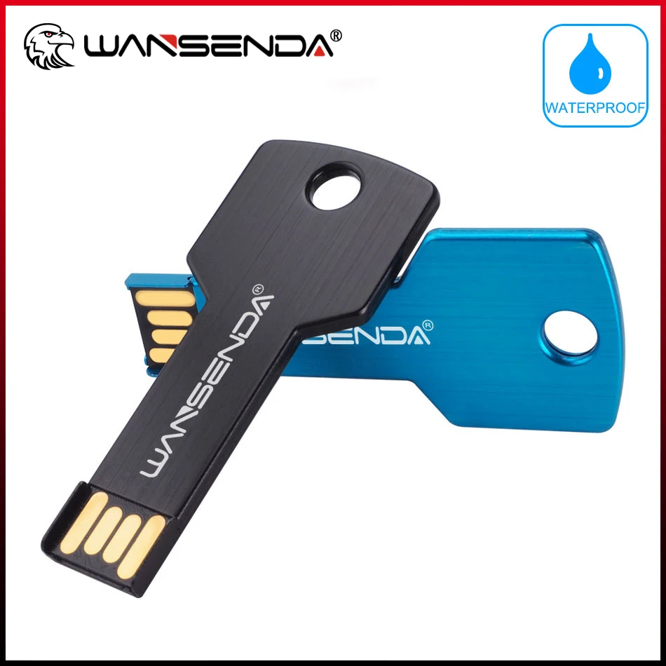 WANSENDA USB فلاش حملة 32 جيجابايت مفتاح شكل القلم محرك 128 جيجابايت 64 جيجابايت 16 جيجابايت 8 جيجابايت مقاوم للماء بندريف ذاكرة عصا 2.0 فلاشديسك