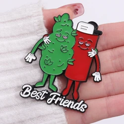 Best Friends Enamel Pins Custom Tobacco Leaf Lighter Brooches Lapel Badges Plant Jewelry Gift For Partner Friends