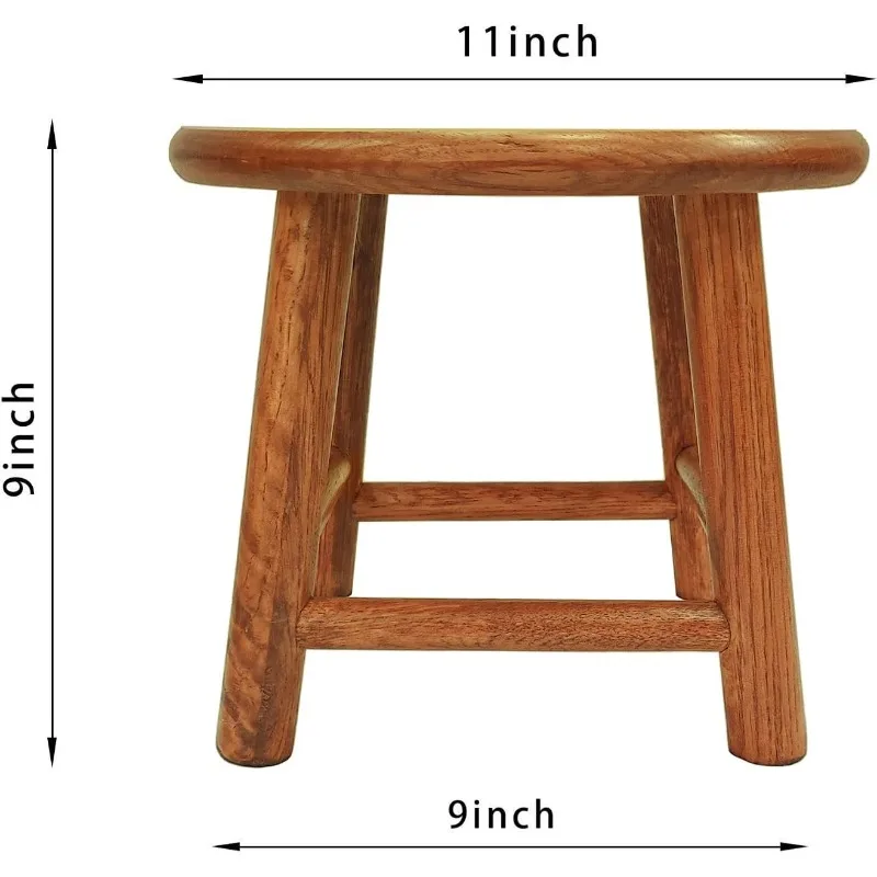 Выращенный дуб США, подставка для растений, табурет из цельного дерева ручной работы, низкий табурет 9 дюймов, табурет с круглым сходинком, Woo