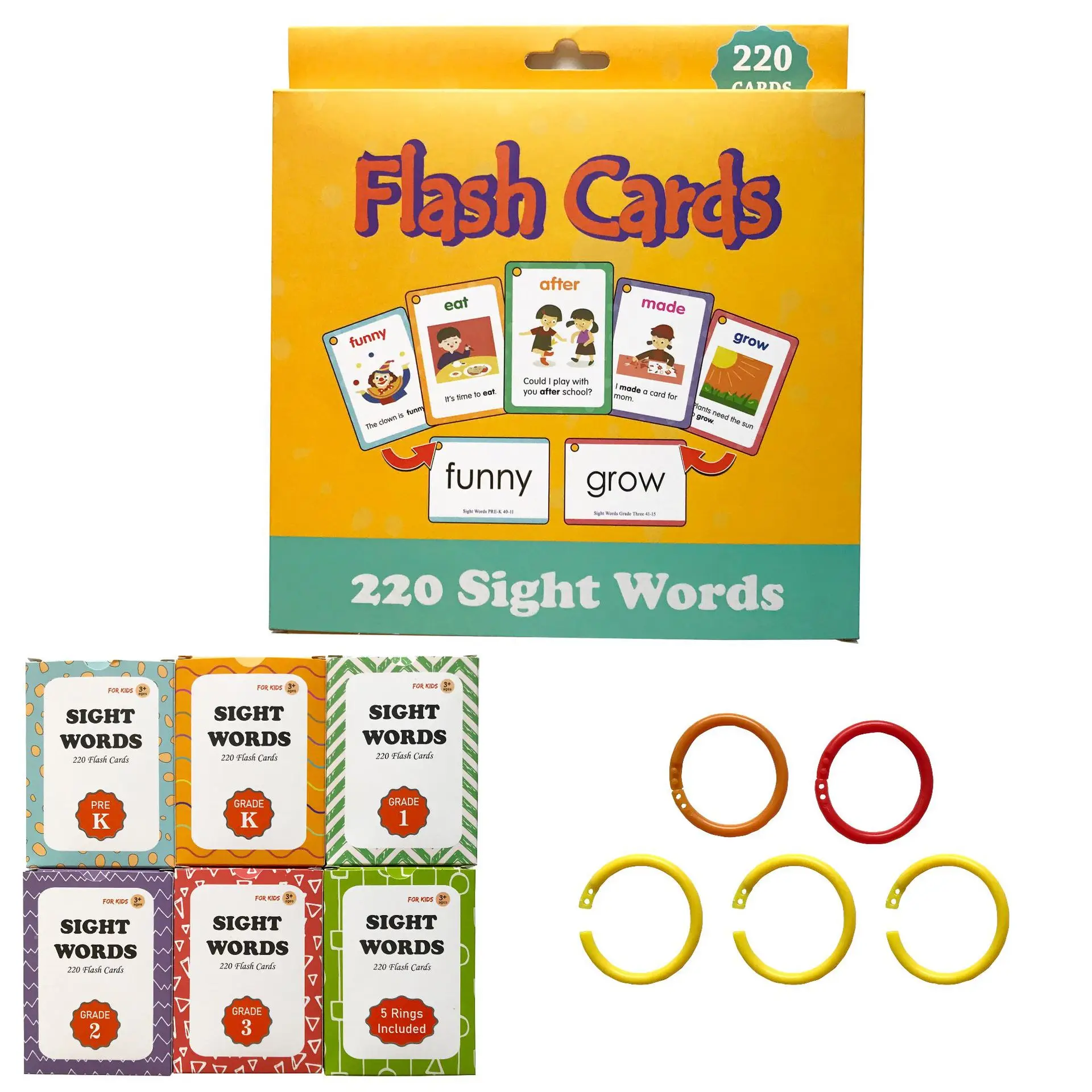 

Английские флэш-карты Sight Words 220 для детей, словарный запас, просветление
