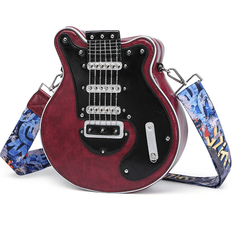 

Guitar Shape Hard PU Purse and Handbag for Women Luxury Designer Leather Crossbody Shoulder Bag Handmade Top Handle Bags Lady