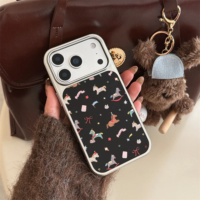 Модный чехол для телефона с милым мультяшным пони для iPhone 16 17 Pro 14 15 Pro Max, защитный противоударный чехол для iPhone 17