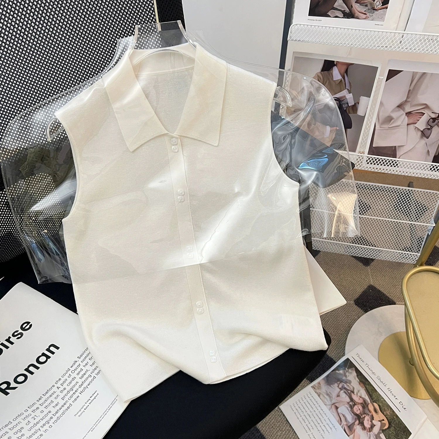 

Осенне-зимний женский вязаный шерстяной жилет с воротником-стойкой, базовый слой для ношения под одеждой, модный универсальный элемент гардероба