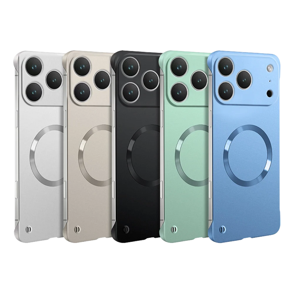 아이폰 16 17 프로 맥스 에어 14 15 13 12 무선 충전 도금 PC 커버용 마그네틱 맥세이프 울트라 슬림 프레임리스 폰 케이스