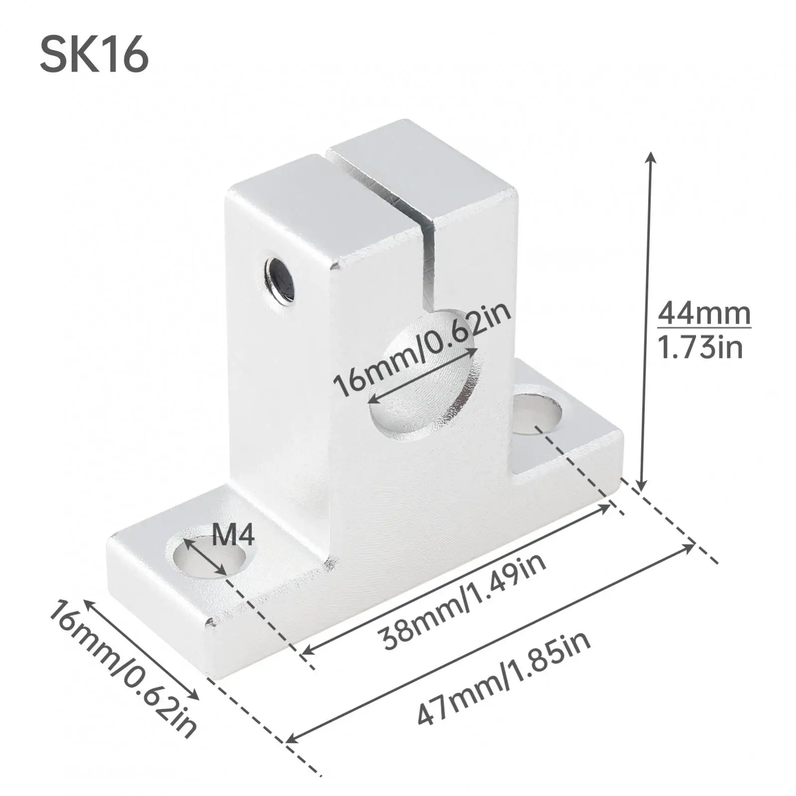 Aluminum Alloy Linear Guide Rail Clamp for Linear Motion Rods, SK8/10/16 Linear Rail Clamps Rail Guide Support