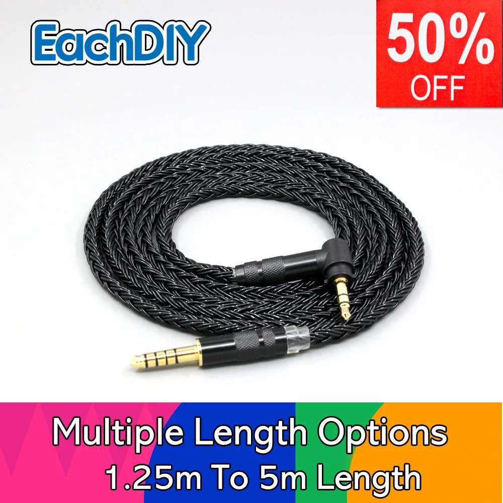 

16 Core Black Braided Earphone Cable For T20RP Mk2 Dekoni Fostex T50RP Mk3 T40RP Mk2 Audio Headphone LN008859