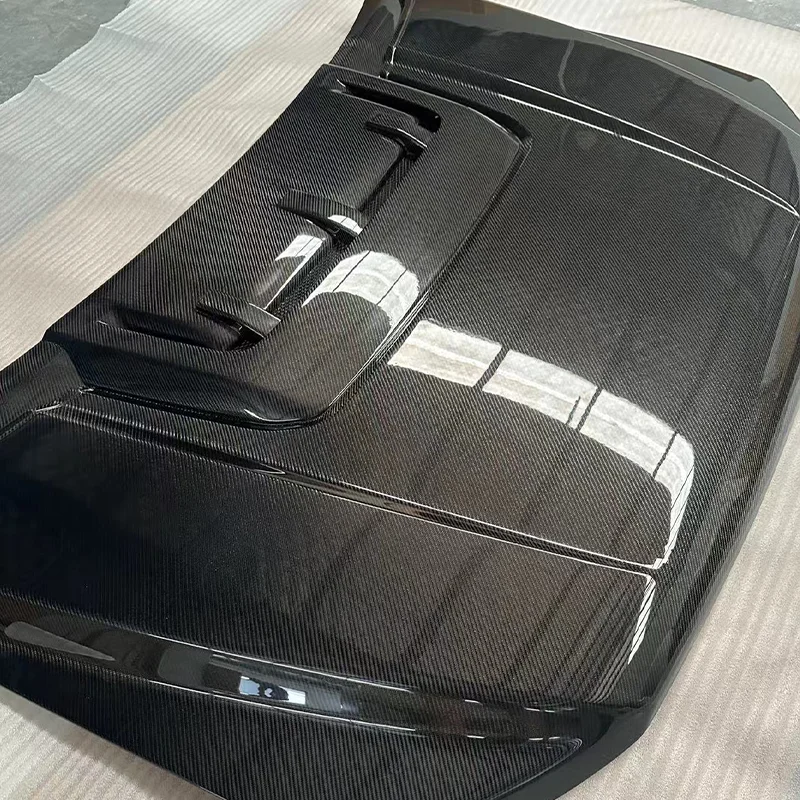 High Efficiency Carbon Fiber Engine Cover For Ranger Raptor Style Car Hood Bonnet-New Black Universal Fitment