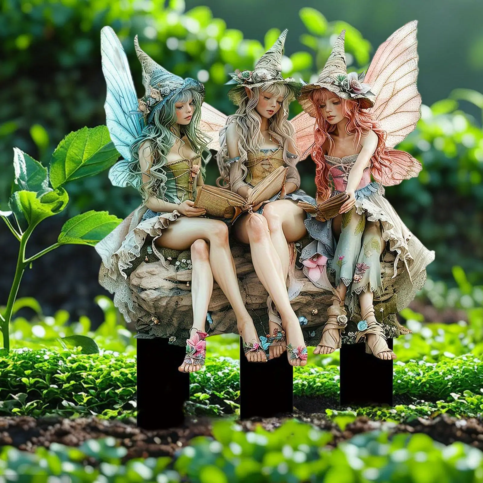 Outdoor Garden Stake Acrylic Butterfly Fairy Ornament for Yard Lawn Pot Decoration Garden Figures Large