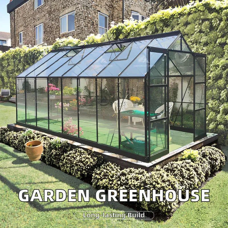 Outdoor Strong Resistance Wind Extremely Thick Tempered Glass Greenhouse Cover for Growing Flower Garden Greenhouses