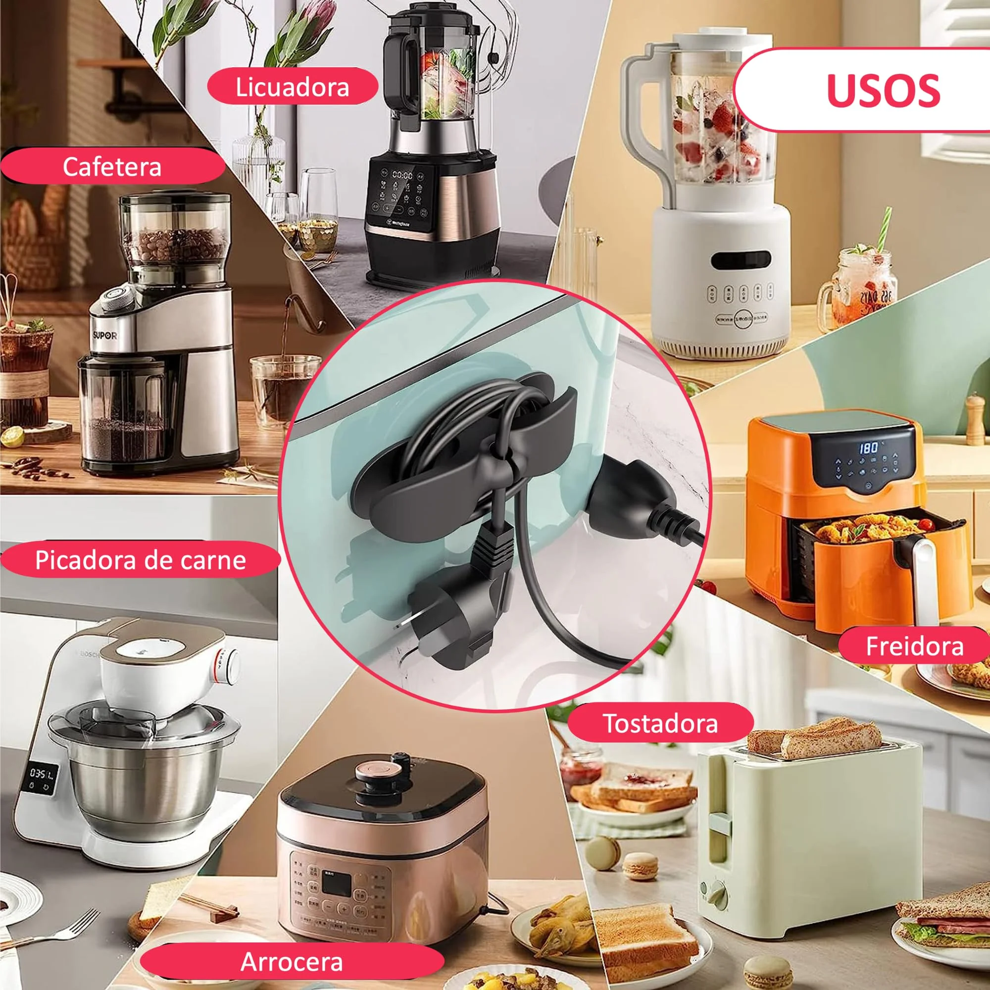 

3/6 шт., устройство для намотки шнура, зажим для управления кабелем, держатель для кухонной техники, органайзер, фритюрница, кофемашина, фиксатор проволоки