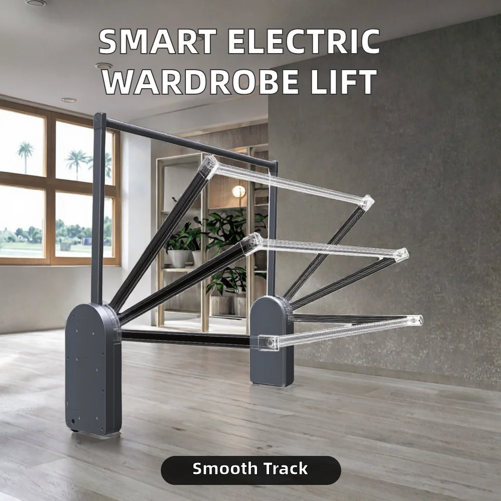 G03A Electric Wardrobe Lift Clothing Rod Smart Pull Closet Rod Aluminum Material Wall Mount Detachable