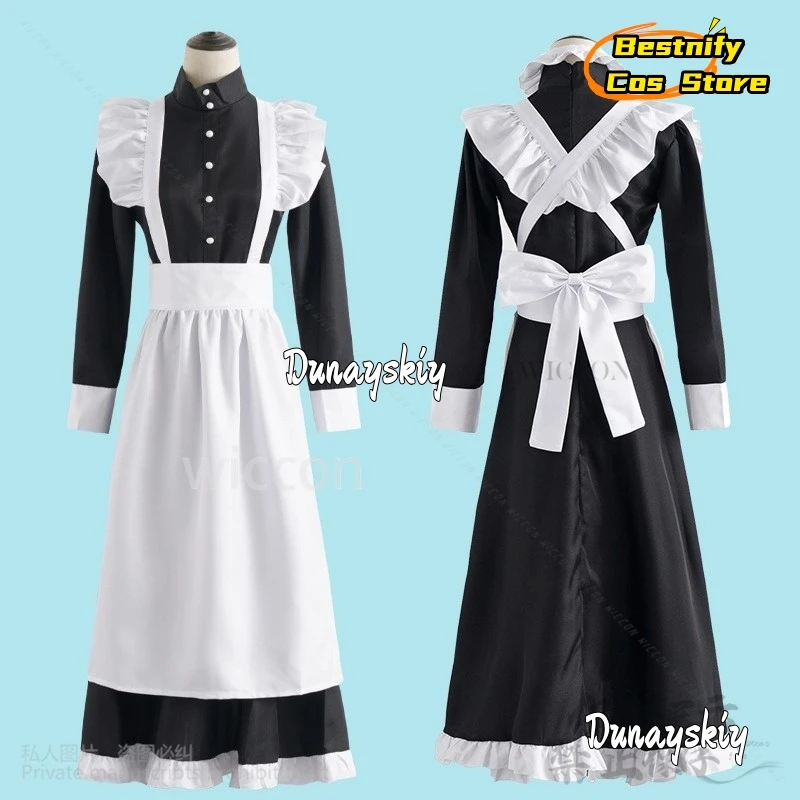 Anime Alien Stage Cosplay Mizi Costume  Black White Maid Dress Lolita Wigs For Halloween Christmas Women Role Play Customized