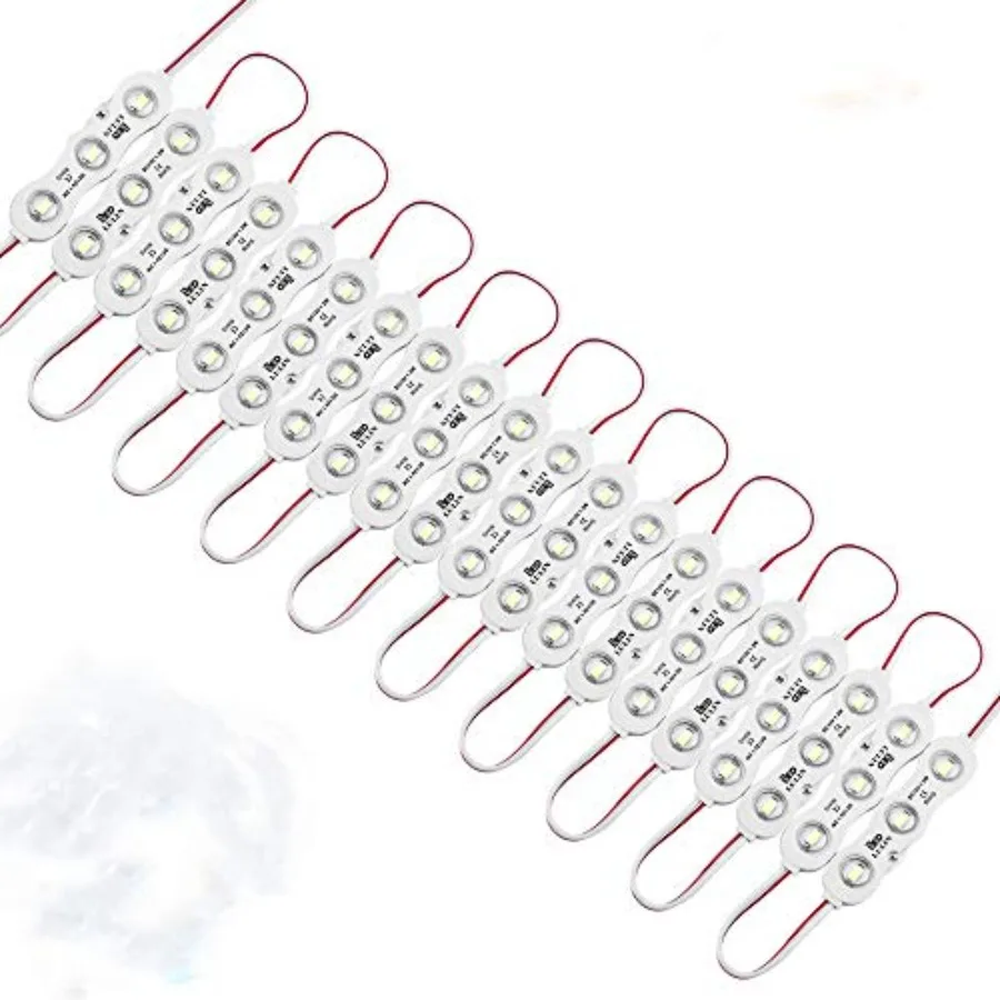100PCS Waterproof Super Bright Led Strip Lights White, 46Feet DC12V 3 LED Module for Letter Sign Advertising Sign with Tape Adh