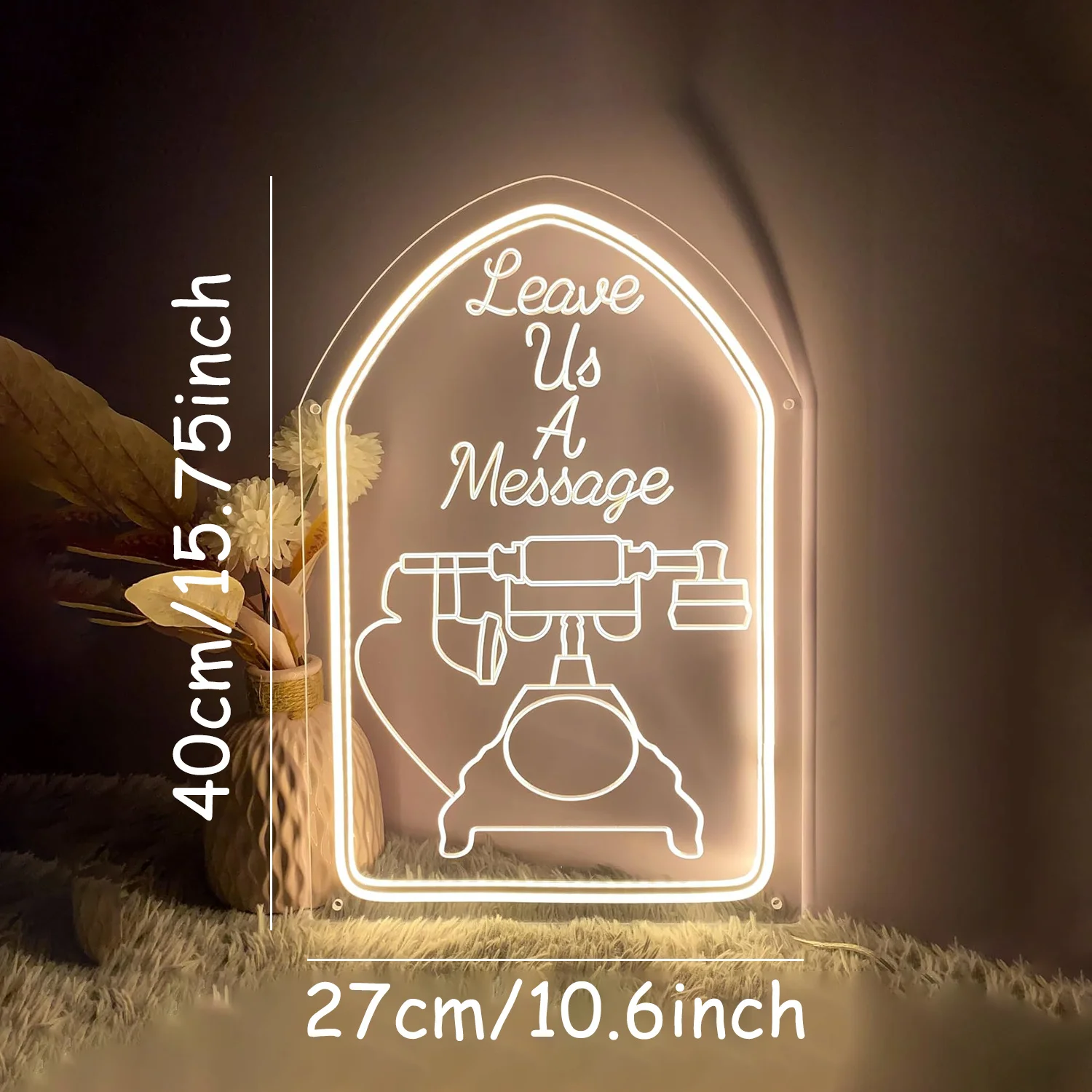 Leave Us a Message LED Neon Light USB Powered, With Dimmer, Adjustable Brightness, Perfect for Home Decor, Modern Lighting