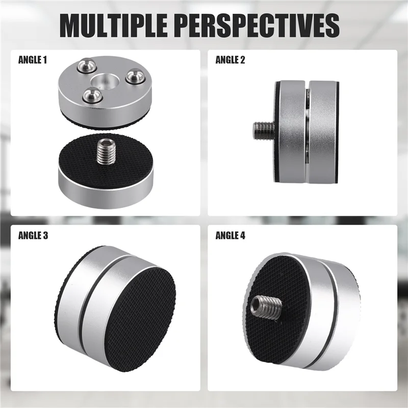 Borchie per piedi ammortizzanti in lega di alluminio da 4 pezzi, piedini per sistema audio, base per amplificatore con supporto a sfera in acciaio a 3 punti Feeta52q