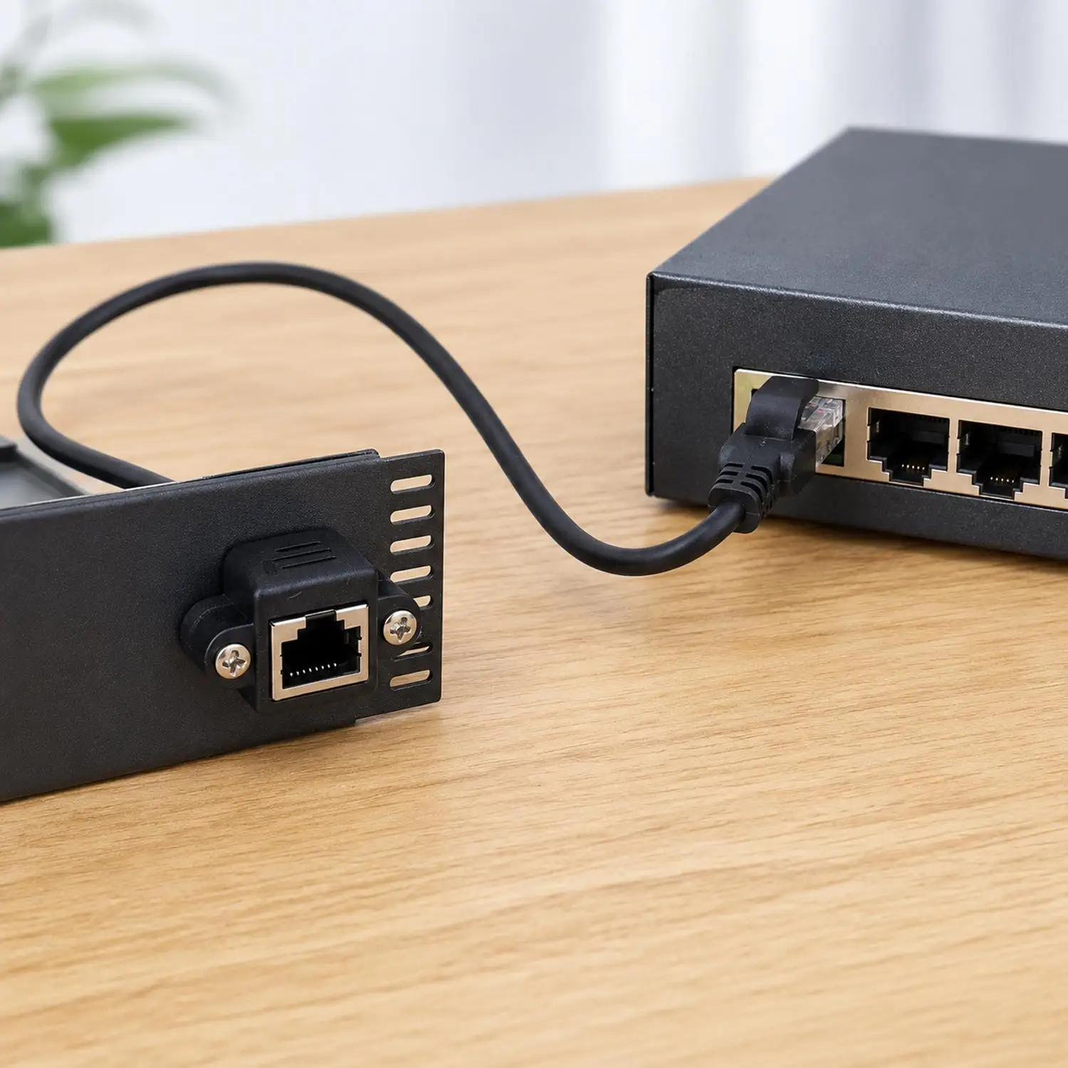 RJ45 Extension Cable 30cm 60cm Male-to-Female Extension Cable Cat5e Cat6e Screw Panel Mount Ethernet LAN Network Extension Cable