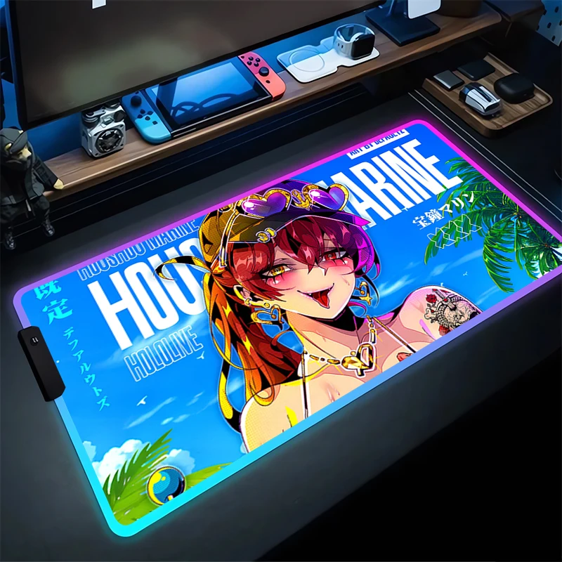 RGB Gaming Mouse Pad Desk Mat HD Gamer Accessories Large LED Light MousePads PC Computer Carpet With Backlit Anime sexy girl