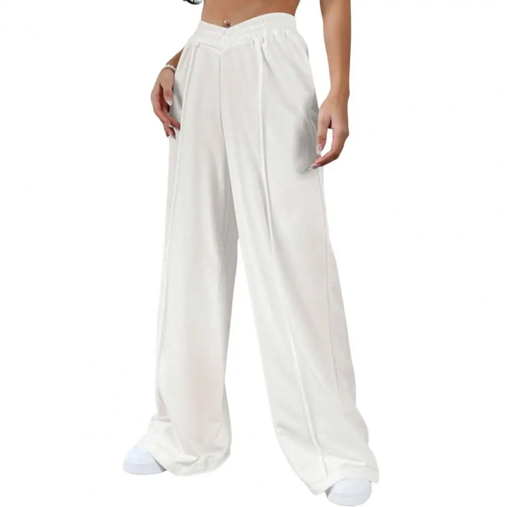 Wide-leg Yoga Pants Stylish Women's V-shaped High Waist Wide Leg Pants for Daily Wear Comfortable Loose Fit Sweatpants in Solid