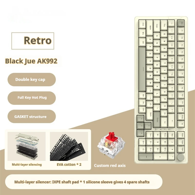 Imagem -04 - Ajazz Ak992 Teclado Mecânico 99 Teclas Teclado com Fio Hot-swap Rgb Gakconjunto Teclado para Jogos Ligação Completa sem Soco 98 Teclado Personalizado