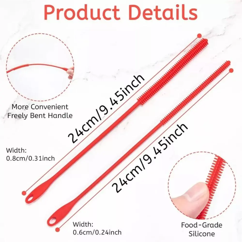 Food Grade Pipe Cleaning Brush Extra Long Bendable Silicone Straw Cleaner Brushes for Pacifier Brush