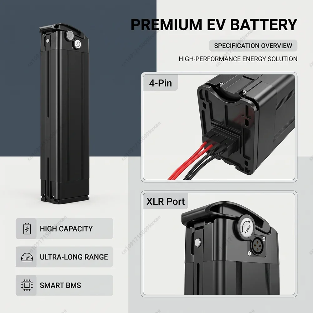 for JINGHMA R8 Pro BURCHDA R8S 48V 20Ah Silver Fish Lithium Battery Pack for 1000W 750W E-Bike Motor with BMS Charger Key