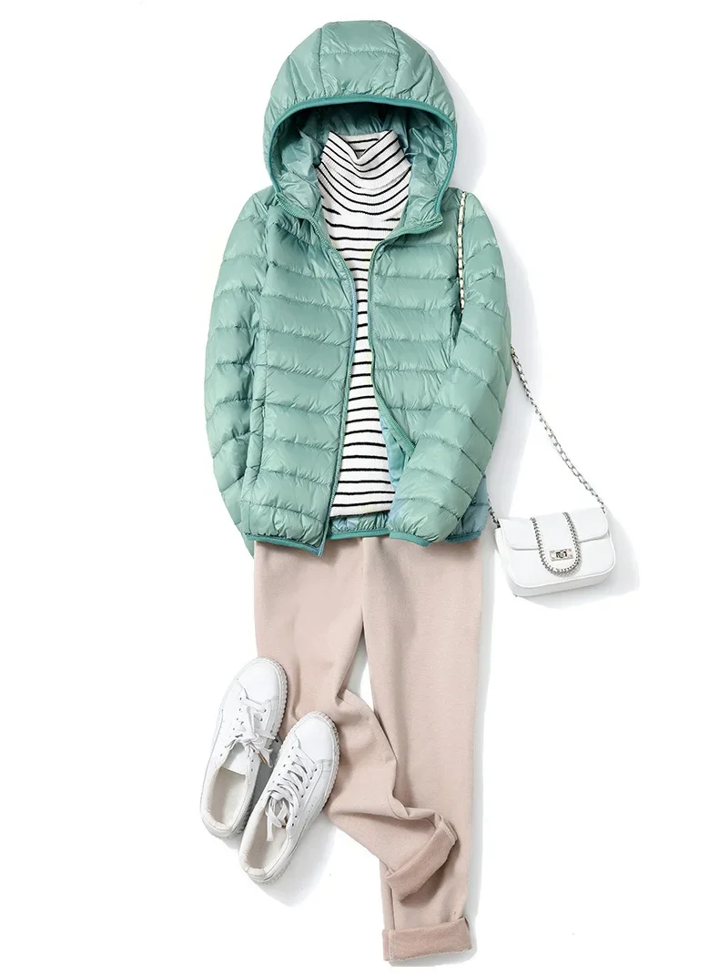 15가지 색상 여성 초경량 푸퍼 재킷 2025 신상 한국 패션 후드 숏 여성 방풍 통기성 다운 코트