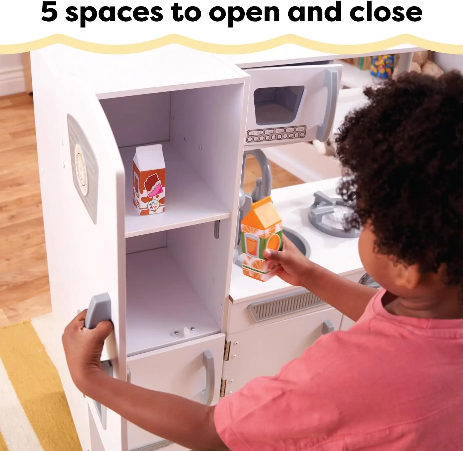 Cozinha de madeira vintage, Pretend Ice Maker, Jogar telefone, Multi cor