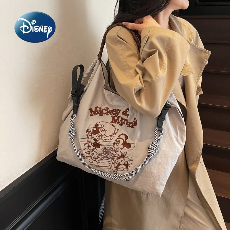 Nuevo bolso de hombro de Mickey de Disney para mujer, bolso de hombro tipo bandolera bordado de gran capacidad a la moda, bolso de mujer de dibujos animados