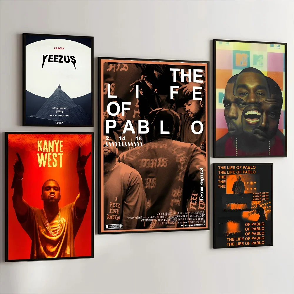 1PC K-Kanye W-West Y-Ye Rapper Poster Movie Sticky Posters Retro Kraft Paper Sticker Room Bar Cafe Aesthetic Art Wall Painting