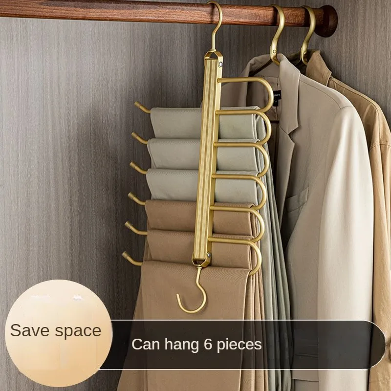 

Aluminum Alloy Folding Hanger, Home Thickened Seamless Non-slip Storage Rack, Bedroom Wardrobe Pants Rack