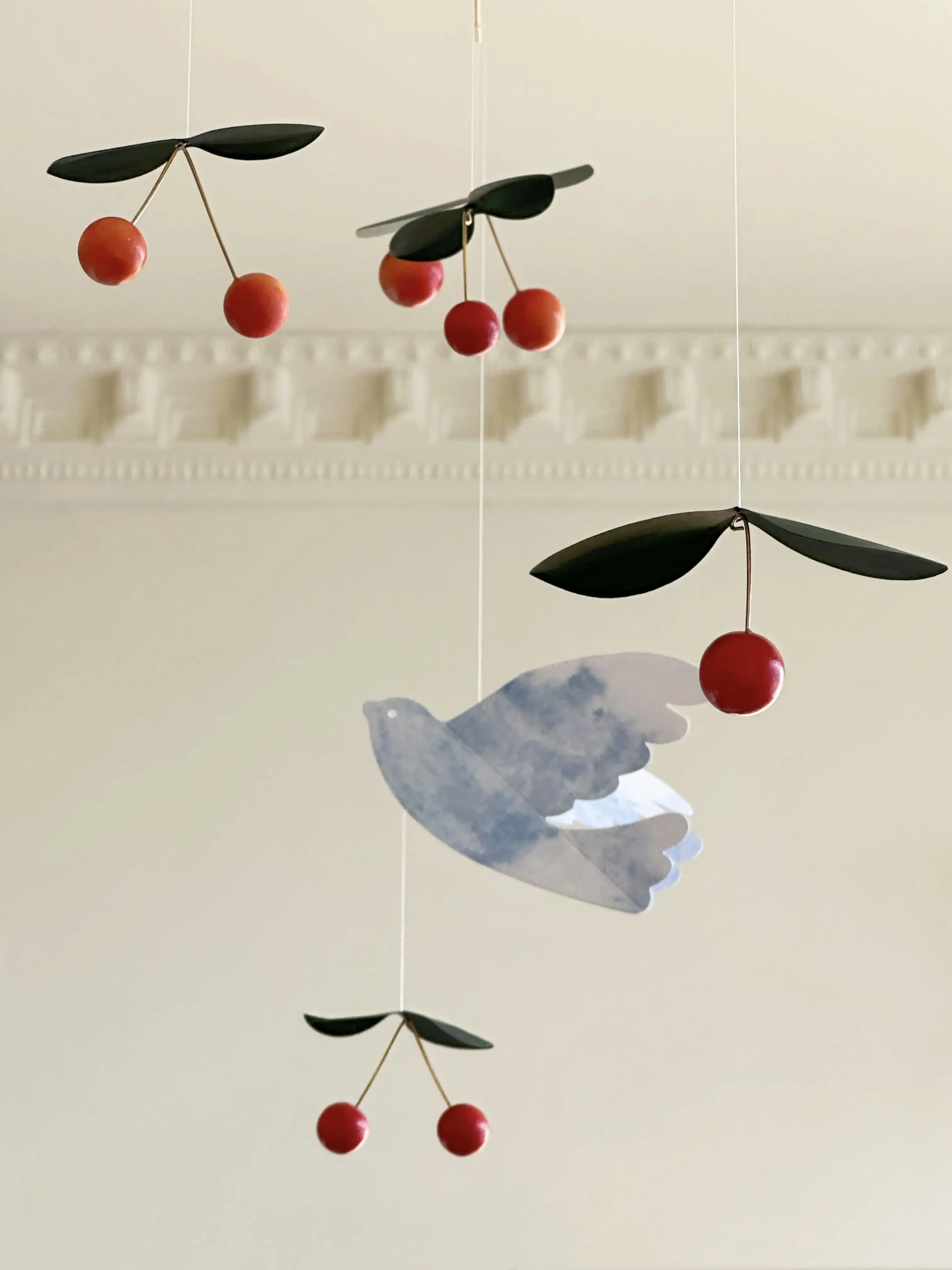 Peace Dove Cherry Bird Balance Wind Chime Danish Hanging Pendant Children's Room Hangings