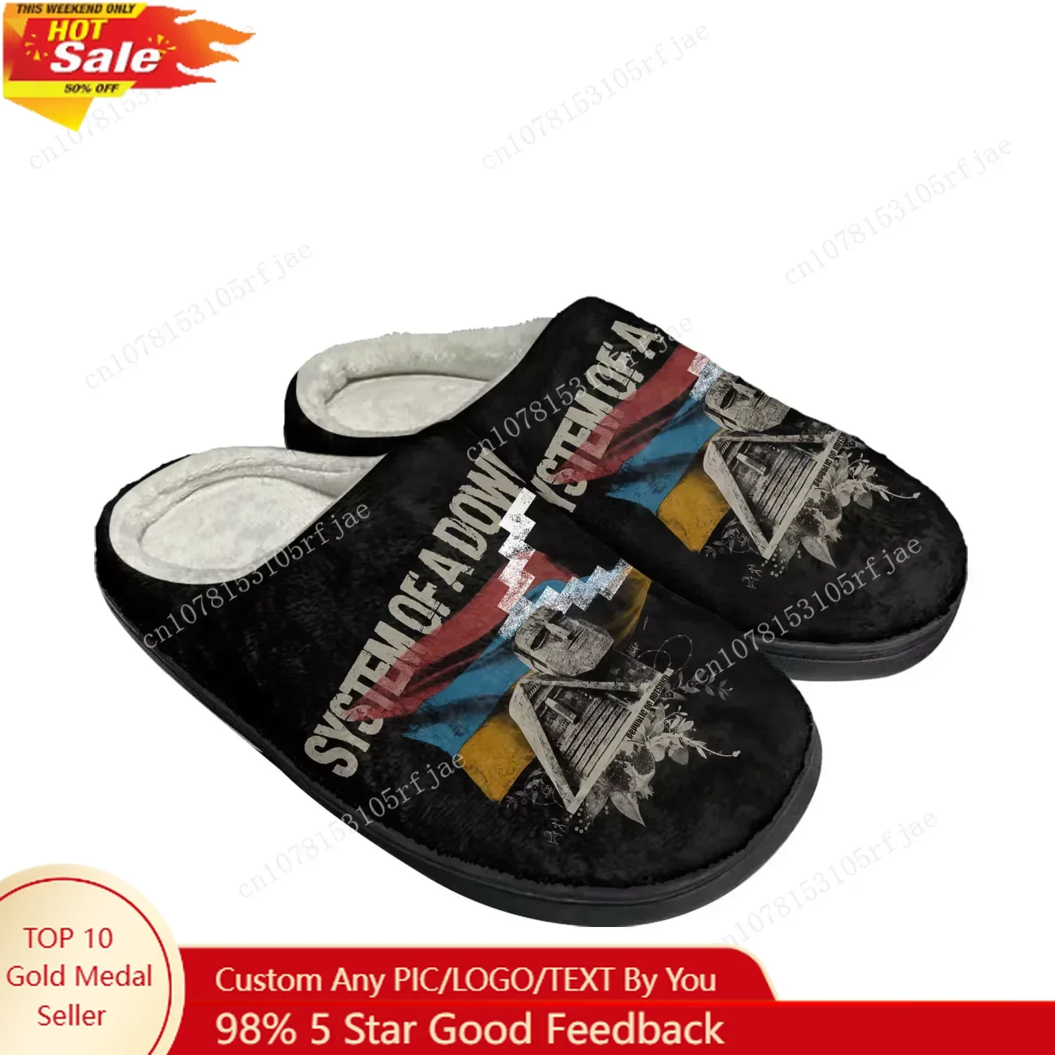 

System of a Down Home Cotton Slippers Mens Womens Plush Bedroom Casual Keep Warm Shoes Thermal Indoor Slipper Customized Shoe