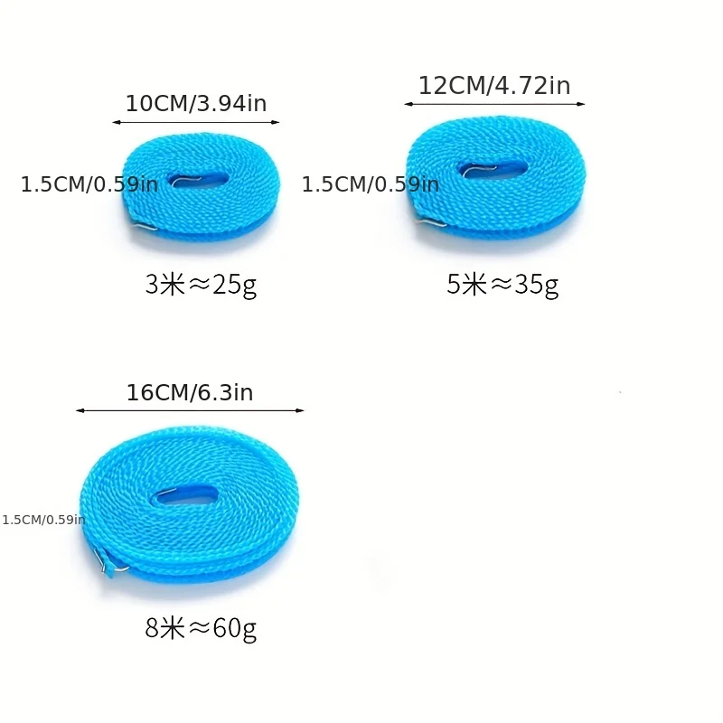 3、5、8M Portable Anti-Skid Windproof Clothesline Fence-Type Clothesline Drying Quilt Rope Clothesline Outdoor Travel Clothesline