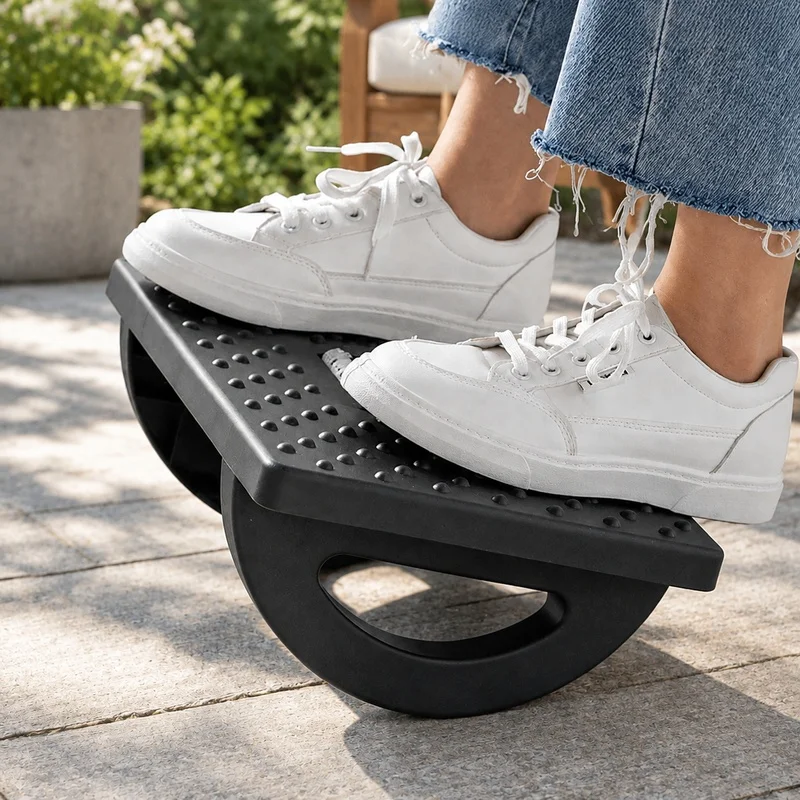 Portable Foot Stool for Home and Office with Ergonomic Design and Built-In Massage Rollers for Under-Desk Comfort