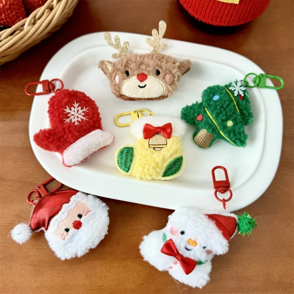 Llaveros de peluche de Papá Noel de dibujos animados de Navidad, juguetes para niños, bolso de mujer, decoración colgante, árbol de Navidad, lindos llaveros, accesorios