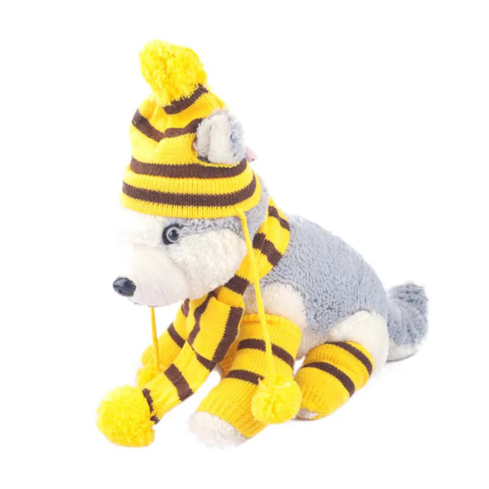 

1Set Dog Scarf Hat Set Winter Warm Costume Festive Party Wear Pet Holiday Gift for Cosplay Travel Photography Dog Scarf Hat Set