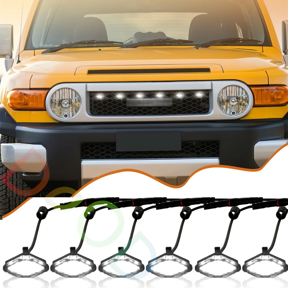 Front Bumper Racing Grille Grills Light Fit For Toyota Fj Cruiser 2007-2022 Abs Grill Lights Accessories