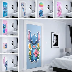 Disney Cartoon Anime Lilo & Stitch anioł ścieg naklejka na drzwi klasyczna dekoracja pokoju dekoracja domu Premium naklejka ścienna